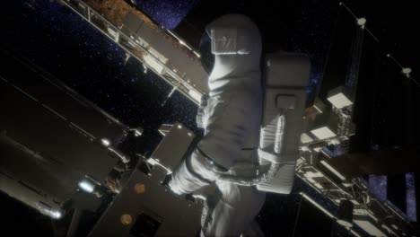 Astronaut-Vor-Der-Internationalen-Raumstation-Auf-Einem-Weltraumspaziergang